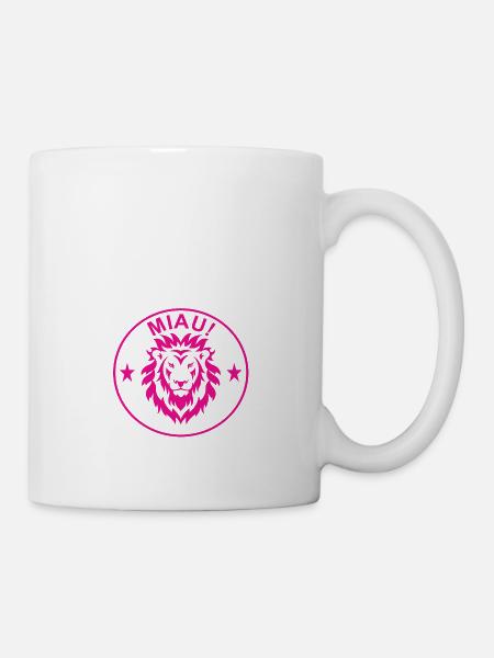 Lion, Logo, Funny, Miau, MIAU LÖWE IN PINK, Humor - Mug - white