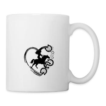 Pferd und Mädchen reiten Design mit Herz - Tasse - Weiß - Rechts