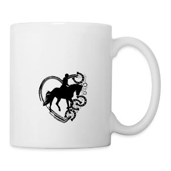 Pferd und Mädchen reiten Design mit Herz - Tasse - Weiß - Rechts