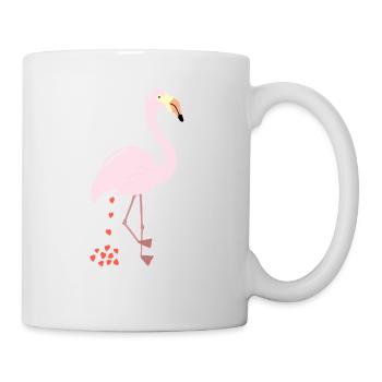 Flamingo - Lustiges Herz Poo Shirt - Tasse - Weiß - Rechts