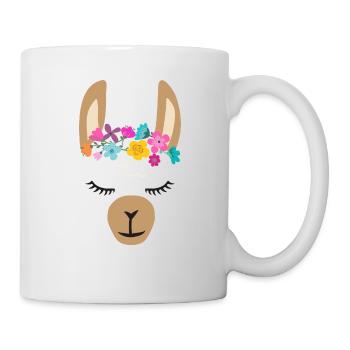 Visage d'alpaga lama doux avec des fleurs - Mug blanc - blanc - Droite