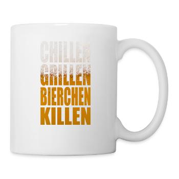 Chillen Grillen Bierchen Killen Party Shirt - Tasse - Weiß - Rechts
