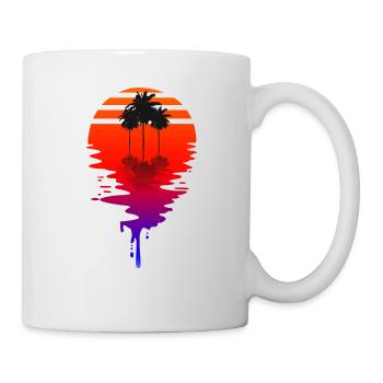 Dripping Sun - Retrowave soleil avec des palmiers - Mug blanc - blanc - Droite
