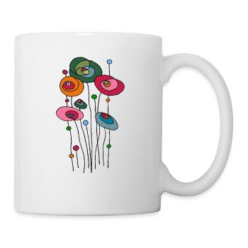 Bunte Blumen - Tasse - Weiß - Rechts