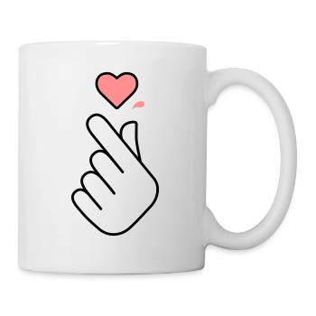 K-Pop Hand Symbol with Heart - Mug - white - Right