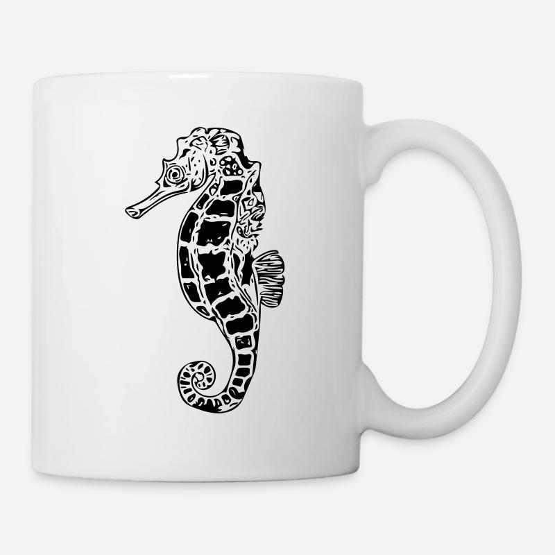 Vintage Seepferd - Vector Style - Tasse - Weiß