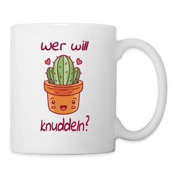 Kaktus Humor Wer Will Knuddeln Geschenkidee - Tasse - Weiß - Rechts