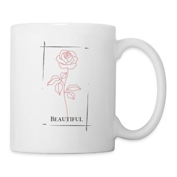 Rose lachsfarben mit Aufschrift "Beautiful" hinten - Tasse - Weiß - Rechts