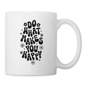 Do what makes you happy Spruch Trendy Retro Peace - Tasse - Weiß - Rechts
