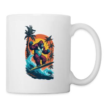 Surf Gorilla: L’illustration de la vague rétro - Mug blanc - blanc - Droite