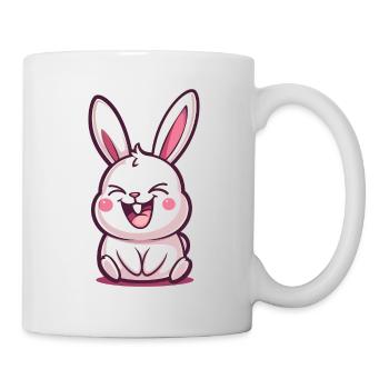 Lapin content, lapin qui rigole - Mug blanc - blanc - Droite