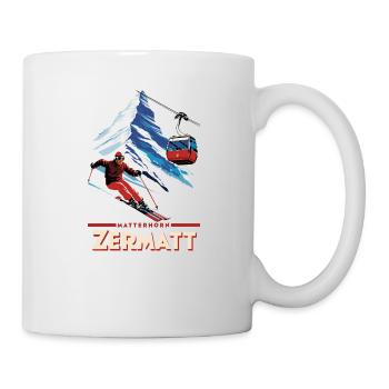 Matterhorn - Skiing fun in Zermatt Switzerland Alps - Mug - white - Right