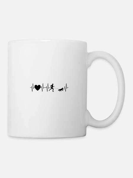 Herzschlag Geländelauf Mann - Canicross - EKG Hund - Tasse - Weiß