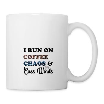 I run with coffee, chaos and swear words - Mug - white - Right