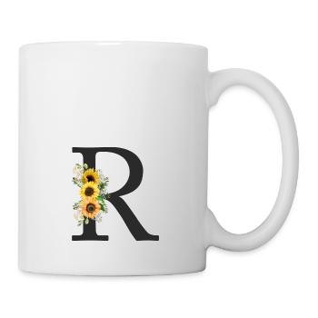 R Monogramm Sonnenblumen - Tasse - Weiß - Rechts