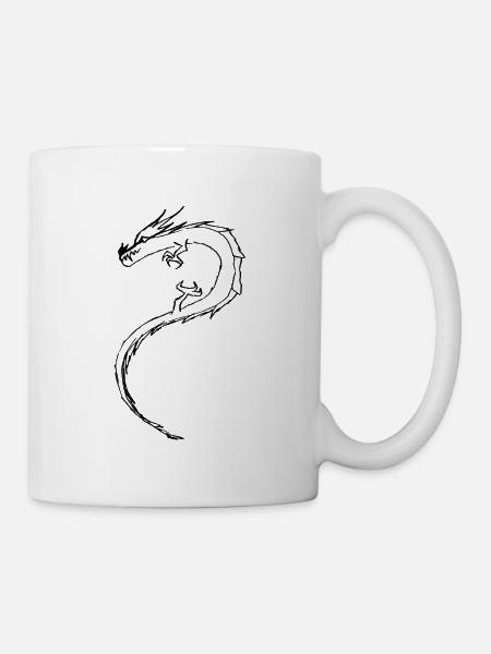 Drache, Kinder, Herren, Comic, Cartoon, Zeichnung - Tasse - Weiß