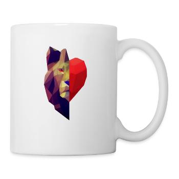 Low Polygon Design Löwe Herz Tierkopf Valentinstag - Tasse - Weiß - Rechts