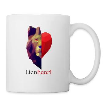 Low Polygon Design Löwe Herz Tierkopf Valentinstag - Tasse - Weiß - Rechts