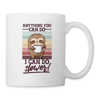 Spuch Faultier mit Tasse Müde Lustig Morgenmuffel - Tasse - Weiß - Rechts