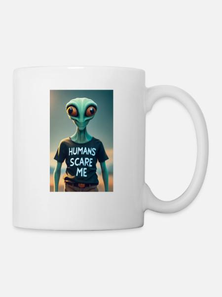 Alien - Humans scare me - Mug - white