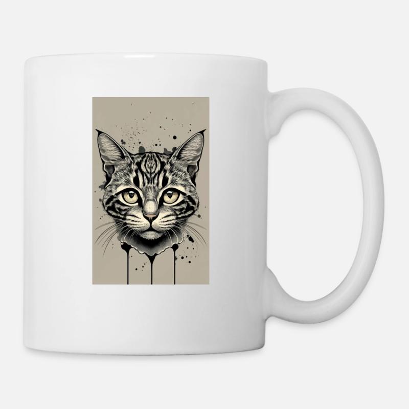 schwarz-weiße Katze - Tasse - Weiß