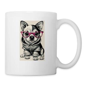 schwarz-weiße Hunderosa-Brille - Tasse - Weiß - Rechts