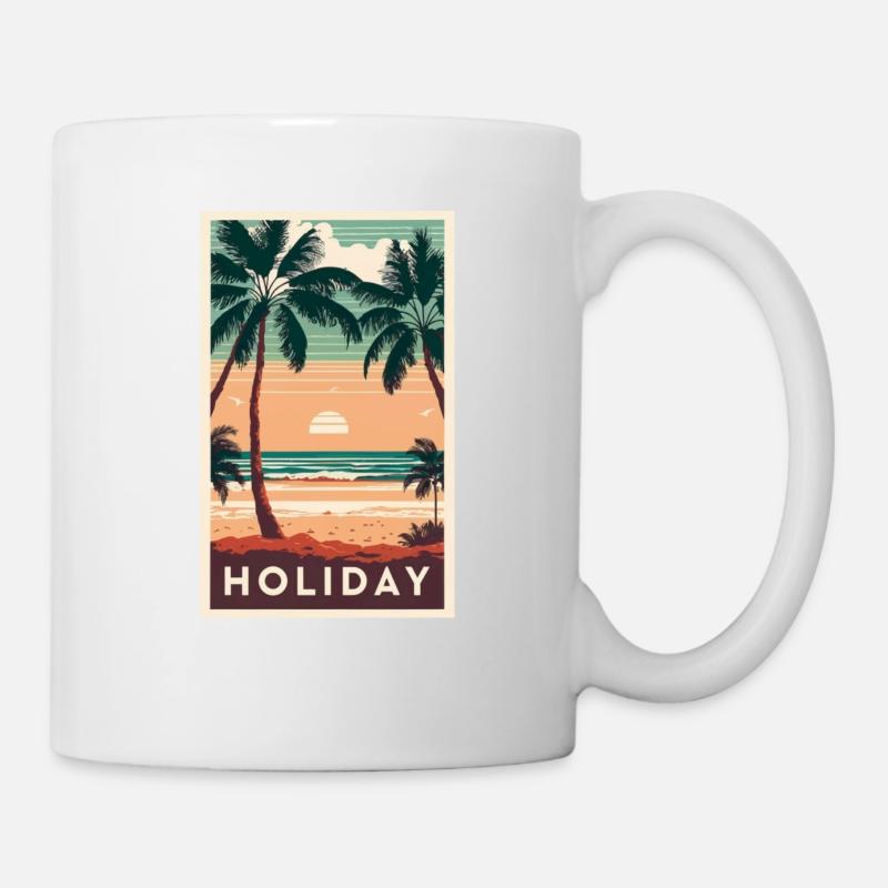 Retro holiday Poster - Tasse - Weiß