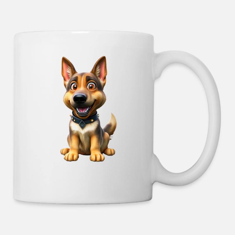 A puppy German Shepherd in cartoon style - Mug - white