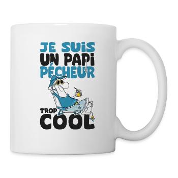 papi pêcheur trop cool humour papy grandpère - Mug blanc - blanc - Droite