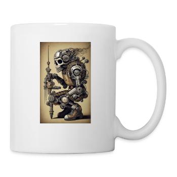 MOTARD SQUELETTE Style cyborg steampunk - Mug blanc - blanc - Droite