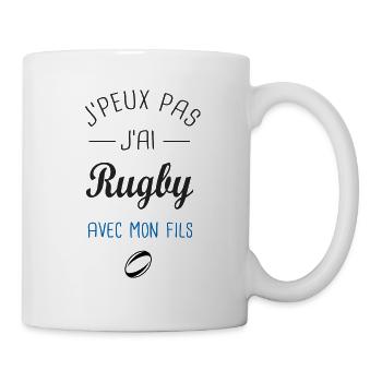 J'peux pas j'ai Rugby avec mon fils papa et fils - Mug blanc - blanc - Droite