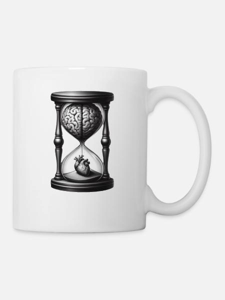 Cœur 🧠🫀 cérébral en sablier - Mug blanc - blanc