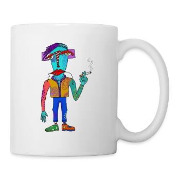 Créature cubiste colorée avec une cigarette - Mug blanc - blanc - Droite
