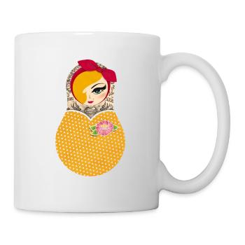 Matroschka Jayne - gelbes Kleid - Tasse - Weiß - Rechts