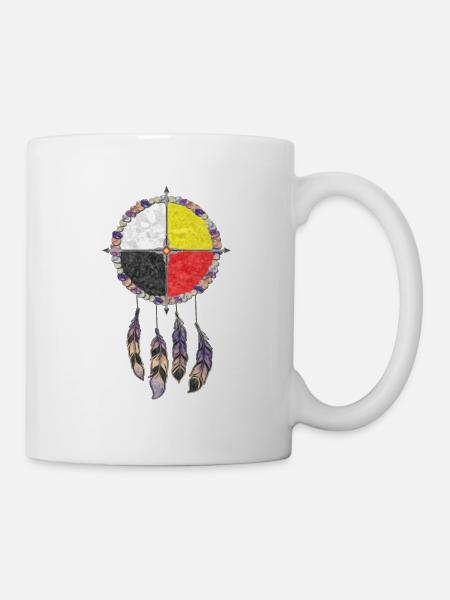 Native Americans Medicines Wheel - Dreamcatcher 2 - Mug blanc - blanc