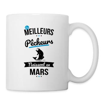 Les meilleurs pêcheurs naissent en Mars - Mug blanc - blanc - Droite
