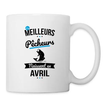 Les meilleurs pêcheurs naissent en Avril - Mug blanc - blanc - Droite