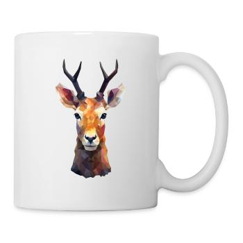 Hirsch und Reh Polygon Kunst Design - Tasse - Weiß - Rechts