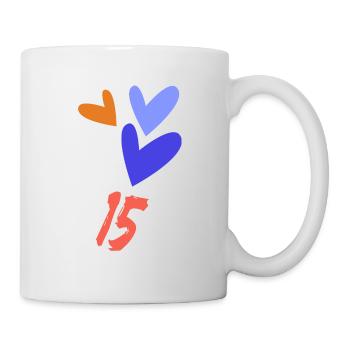 15. 15 JAHRE. 15-jähriges JUBILÄUM. GEBURTSTAG 15 JAHRE. - Tasse - Weiß - Rechts