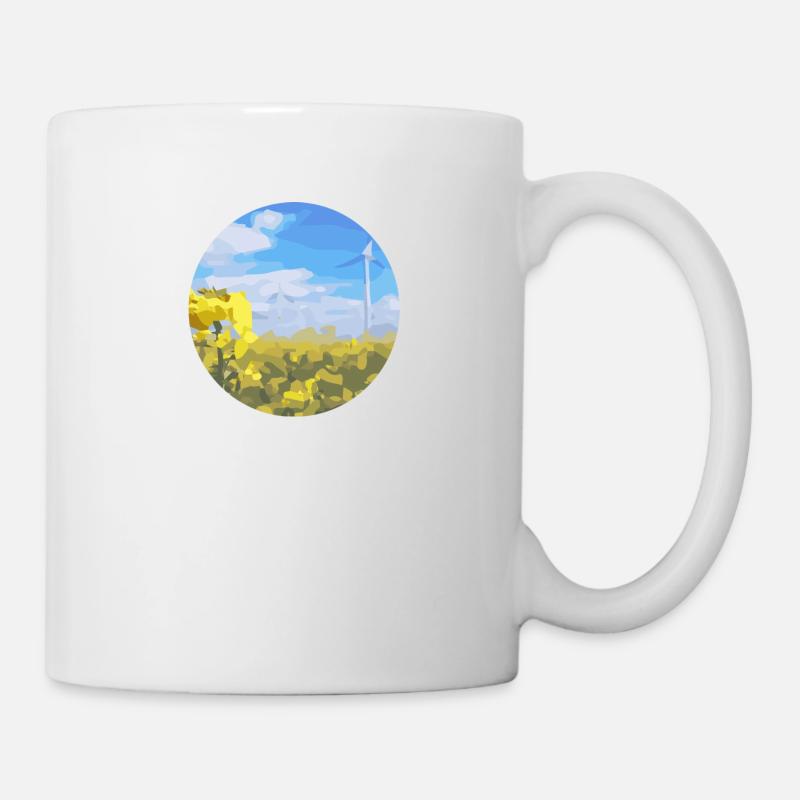 field with windmill - Mug - white