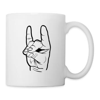 Geschenk Geste Silhouette Schweigefuchs - Tasse - Weiß - Rechts