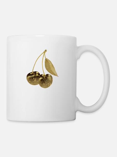 kirsche,cherrie,graffiti,gold,malerei,pop-art - Tasse - Weiß