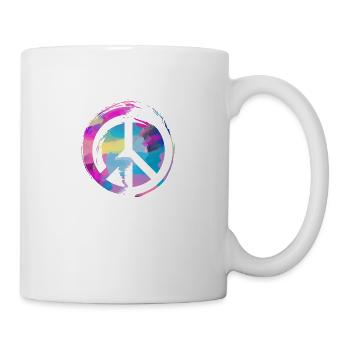 peace, pink,friede,graffiti,blau,bunt - Tasse - Weiß - Rechts