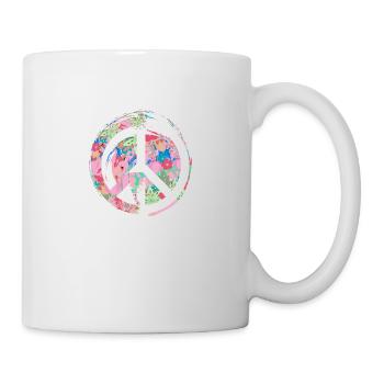 blumen,peace,floral,bunt,friede - Tasse - Weiß - Rechts
