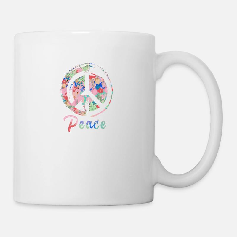 peace, pink,friede,graffiti,blau,bunt,schrift - Tasse - Weiß