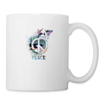 paix, graffiti, paix, drapeau, paix, sourd - Mug blanc - blanc - Droite