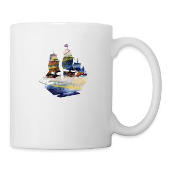 sailing ship,ship,boat,graffiti, blue, painting - Mug - white - Right