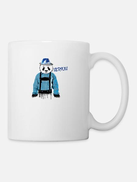 servus, panda,pandabar,lederhose,bayrisch - Tasse - Weiß