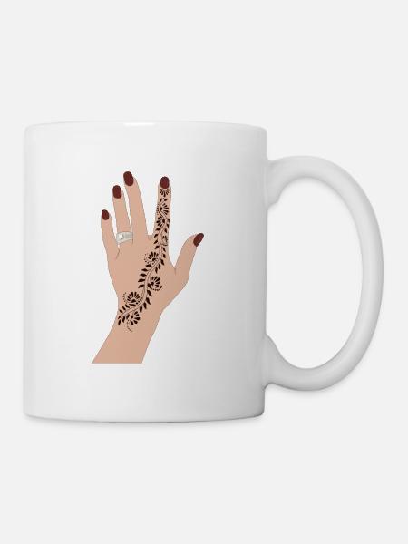 Mains au henné dessinées à la main - Mehndi Art - Mug blanc - blanc