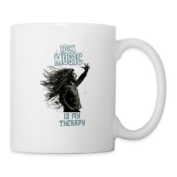 Rock Musik ist meine Therapie - Tasse - Weiß - Rechts